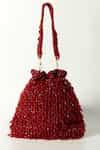 Buy Red Crystals, Beads Rosa Fringe Encrusted Potli Bag by The Tan Clan ...