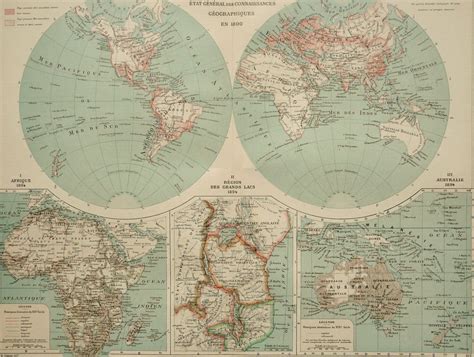 1900 Antique world map of 19th CENTURY by AntiquePrintsOnly