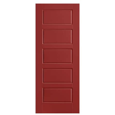 Masonite Riverside 32-in x 80-in Barn Red 5-panel Smooth Solid core ...