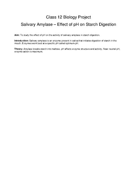 Class 12 Biology Project: Effect of pH on Salivary Amylase Activity ...