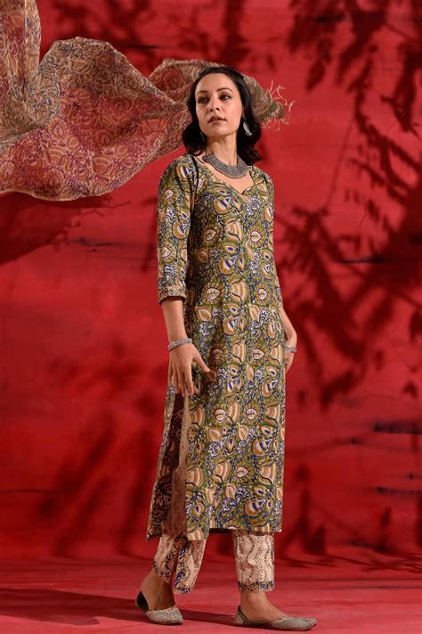 Blue Green Bagru Suit Set – DIMPLE DESIGN STUDIO