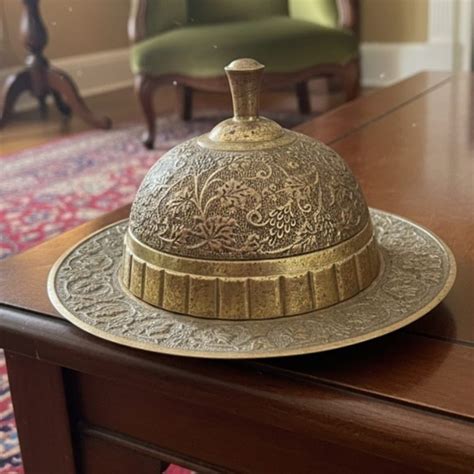 1986 Antique Brass Engraved Butter Bowl | Ornate Heritage Brass Servin ...