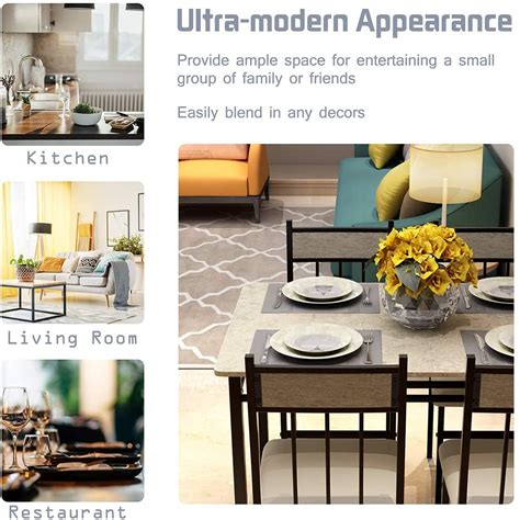 Tangkula 5 Piece Kitchen Dining Table Set, Modern Table and Chairs Set ...