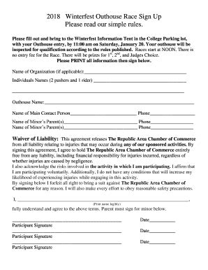 Fillable Online 2018 Winterfest Outhouse Race Sign Up Please read our ...