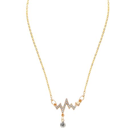 Buy Yellow Chimes Gold Plated Heartbeat Love Chain Necklace Online