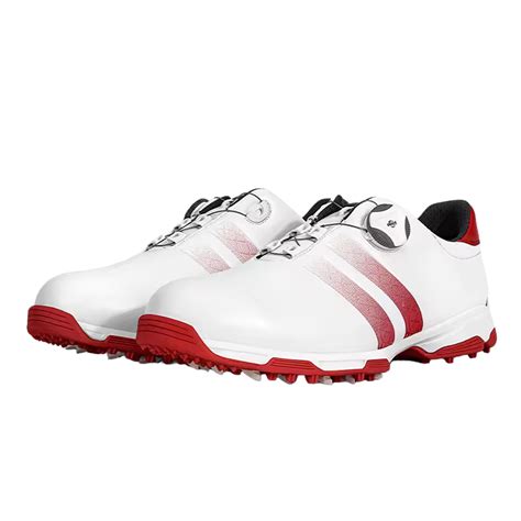 PGM Men's Anti-Slip Waterproof Golf Shoes - White/Red – golfbuyindia