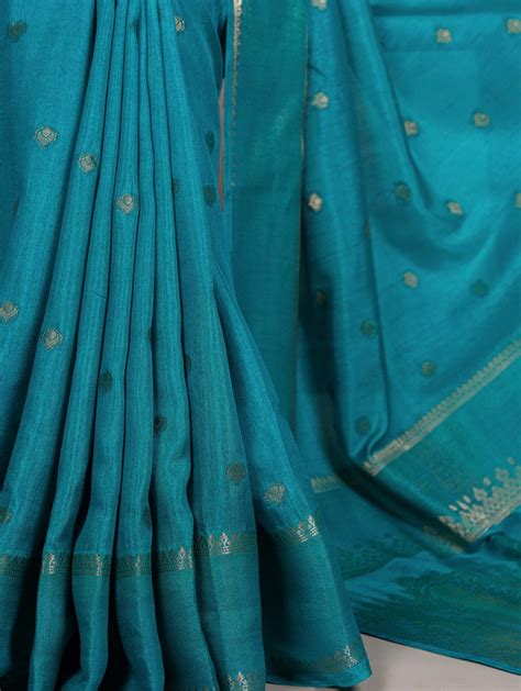 Firozi Premium Roop Silk Saree with Zari Weaving Work