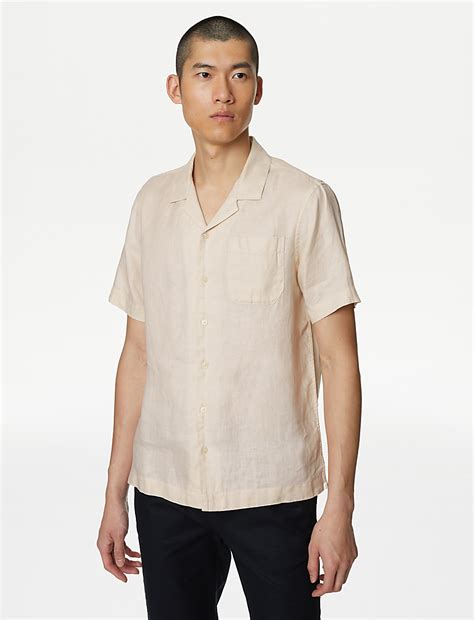 Buy Pure Linen Cuban Collar Shirt at Marks & Spencer