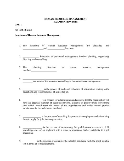 Exam 20 February, questions and answers - HUMAN RESOURCE MANAGEMENT ...