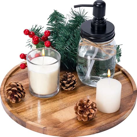 WOOD ART STORE Decorative Round Wooden Tray for Decor - Beautiful ...