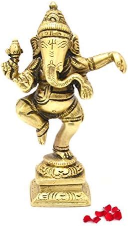 Buy Two Moustaches Brass Dancing Ganesha Decor Idol for Home Temple ...