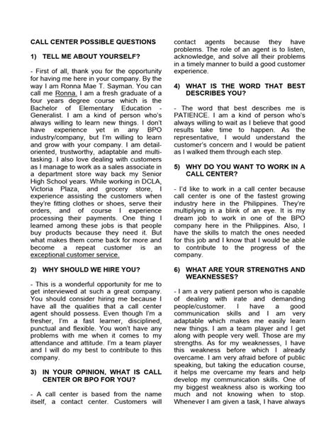 Image result for Call Center Sample Question