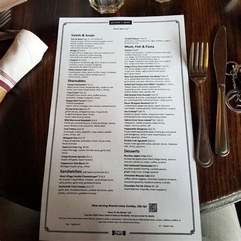 Menu at Butcher's Union pub & bar, Grand Rapids, 438 Bridge St NW