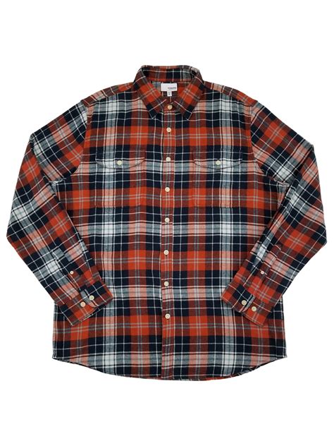Orange Plaid Flannel Shirt