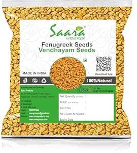 SAARA Fenugreek Methi Seeds for Hair Growth - 50 Grams, Eating ...
