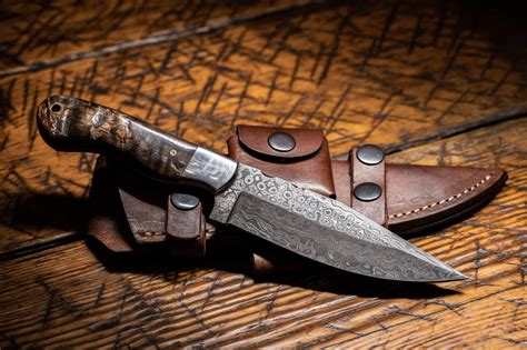 Damascus Steel Straight Blade Knife #B69 - Gold Mountain Gallery