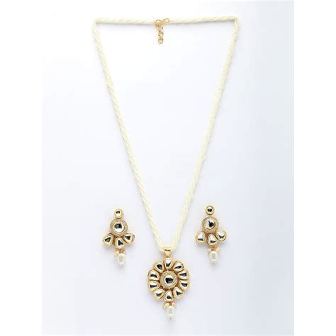 Buy NVR Gold Plated Kundan Studded and Pearls Long Jewellery Set Online
