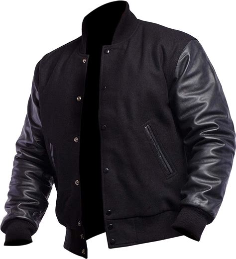 Mens Varsity Letterman Black Bomber Jacket - Walmart.com