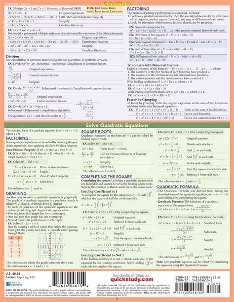 Image result for Algebra Quick Study Guide