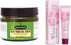 Sheer Secret Aloe Vera Gel Scrub 300ml and Soft & Smooth Face Cream 25g ...