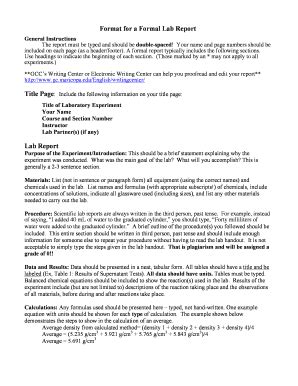 Fillable Online Format for a Formal Lab Report Fax Email Print - pdfFiller