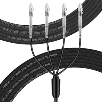 FLYPROFiber OM3 4 Strand Multimode Fiber Cable, 50m/164ft, LC to LC ...
