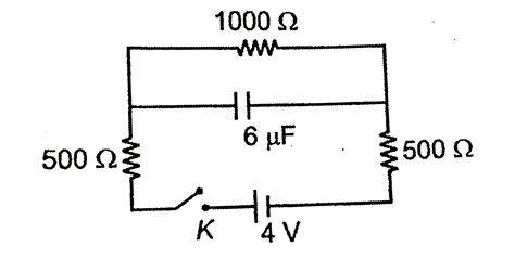 In the circuit shown below , key is pressed at time `t=0`, choose the ...