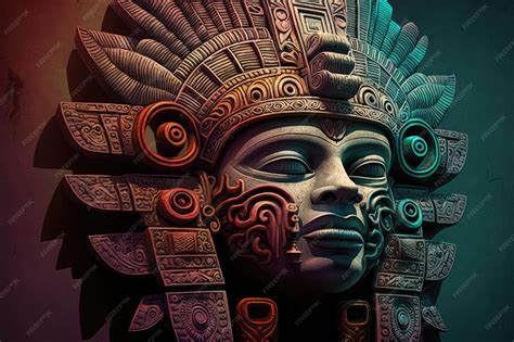 Premium AI Image | Ancient Mayan Face Statue