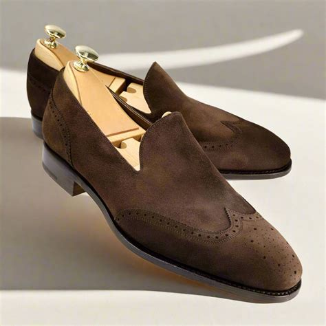 Brown Suede Leather Wingtip Slip-on Loafer for Men ⭐⭐⭐⭐⭐ – The Royale ...