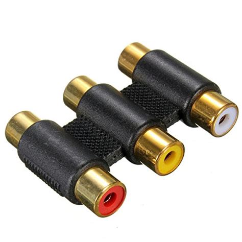 Caring 3 Head Gold Triple RCA Female to Female Connector Audio Video ...