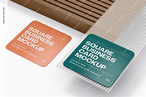 Premium PSD | Office square business cards mockup, left view