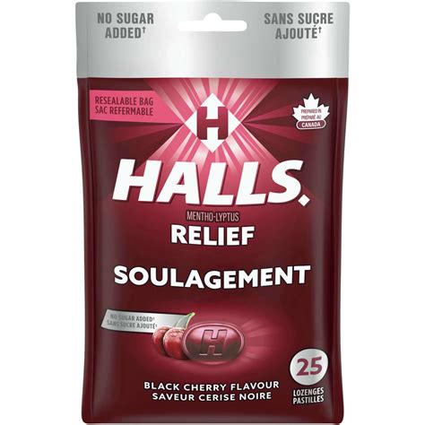 Halls Relief Mentho-Lyptus Black Cherry Cough Drops - 25 Sugar-Free ...