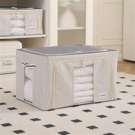 Grey 66L Wardrobe Organiser Box with Metal Frame | HOKIPO – HOKIPO ...
