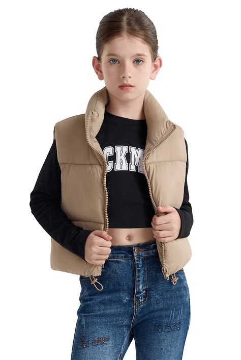 SOLOCOTE Girls Puffer Vest Hooded Coat Water-Resistant Warm Winter ...