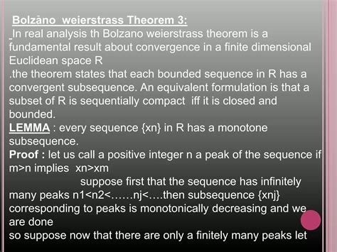 Bolzano Weierstrass Theorem