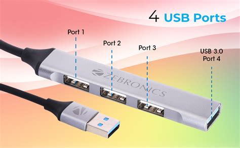 Zebronics 200HB USB 3.0 4 Port hub with Hi Speed Data Transfer ...