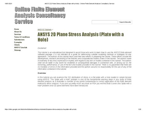 Ansys 2D Plane Stress Analysis (Plate with a Hole) - Online Finite ...