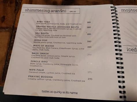 Menu at Aranyani Restaurant, Ahmedabad
