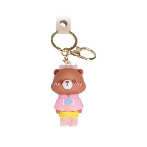 Teddy Cartoon style keychain with band ( yellow and pink) — Wonderland ...