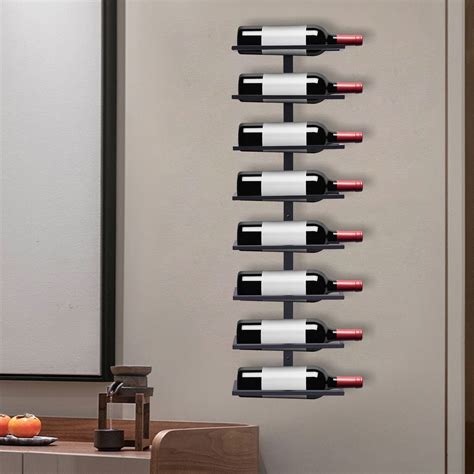 Modern Vertical Wine Racks for 8 Bottles, Metal Wall Mounted Wine ...