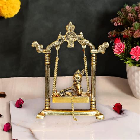 Buy CHHARIYA CRAFTS Metal Krishna Jhula Laddu Gopal On Jhula Palana For ...