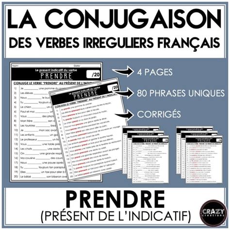 French Verb Conjugation / Conjugaison du verbe PRENDRE - Présent