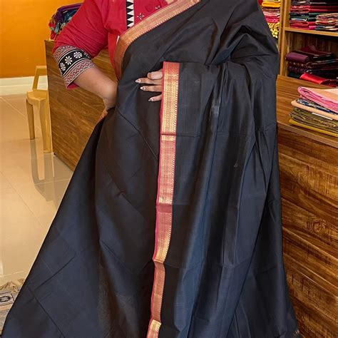 Mangalgiri cotton with Blouse - 15-04-CHL-05 Dark Brown – Selai Nayaki