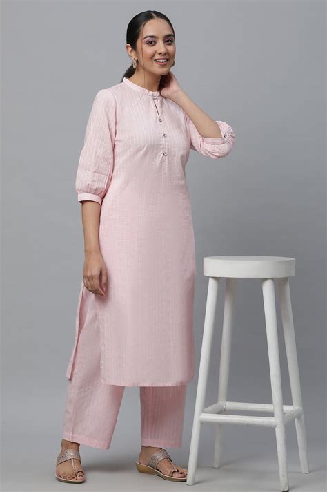 Buy Pink Cotton Lurex Kurta and Palazzo Co-ord Set Online for Woman ...