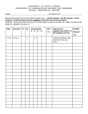 Communication Disorders Clinical Observation Procedures Doc Template ...