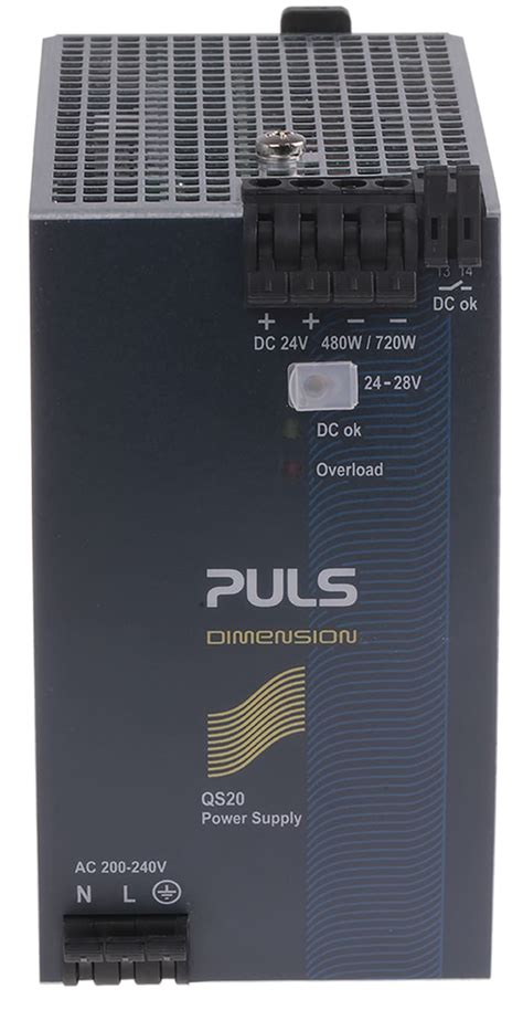 QS20.244 PULS | PULS DIMENSION Q DIN Rail Power Supply, 200 → 240V ac ...