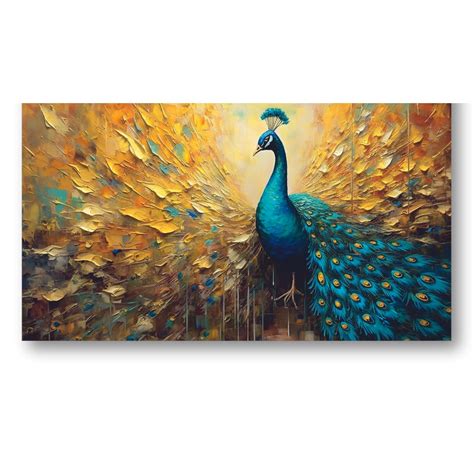WALLCHITRA Peacock Painting for Wall Decoration Big Size (Without Frame ...