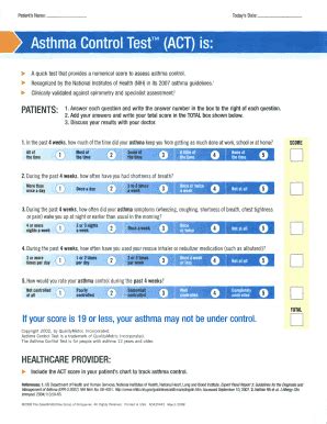 Asthma Control Test - Fill and Sign Printable Template Online