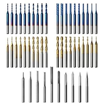 Genmitsu 50pcs Tungsten Carbide End Mill Router Bits, 1/8'' Shank CNC ...