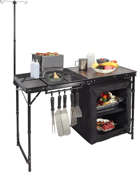 Amazon.com: YDY+YDY Camping Table,Folding Grill Table with Storage ...